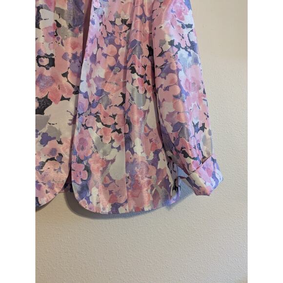 Tanjay Floral pink blazer size 14P - Picture 3 of 8